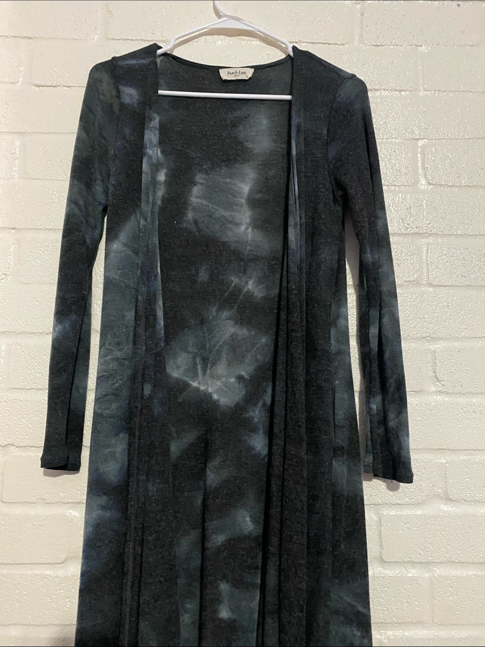 Black and Charcoal Tie-Dye long duster/sweater